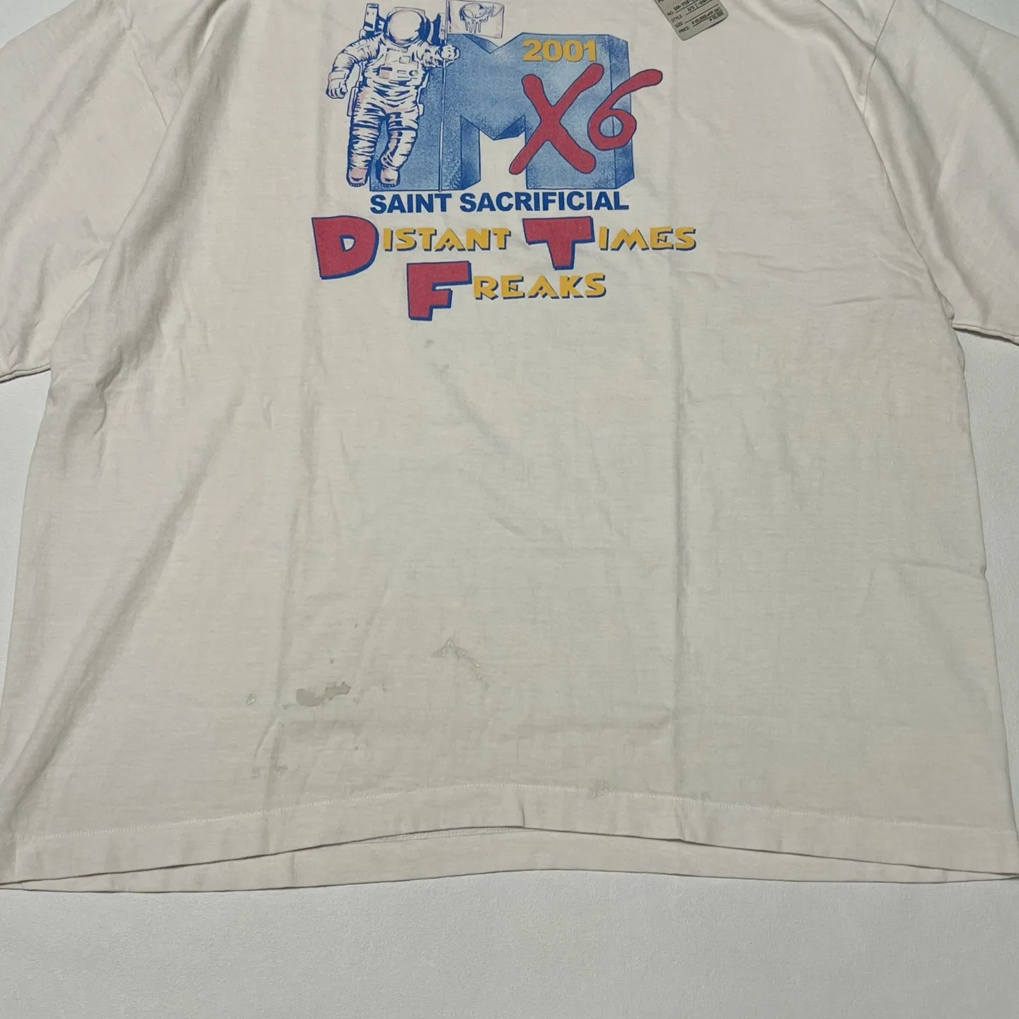 SAINT Mxxxxxx × Sean Wotherspoon SW_SS TEE/ASTRO/WHT SW joint retro enzyme-washed old tee Astronaut distressed short-sleeved off-white S-XL Correct version Customized SW joint wash water label Original development Production without looking at pictures Printing pixel level restoration Handmade acrylic ready-made clothing graffiti ink